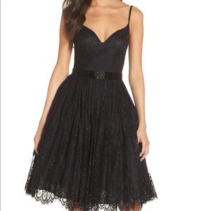 Mac Duggal fit and flare black cocktail dress size 4